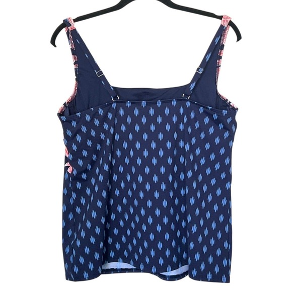 Lands' End Women's Tankini Top Sz 16 Square Neck Floral Ikat Print  Built-In Bra - Picture 2 of 6